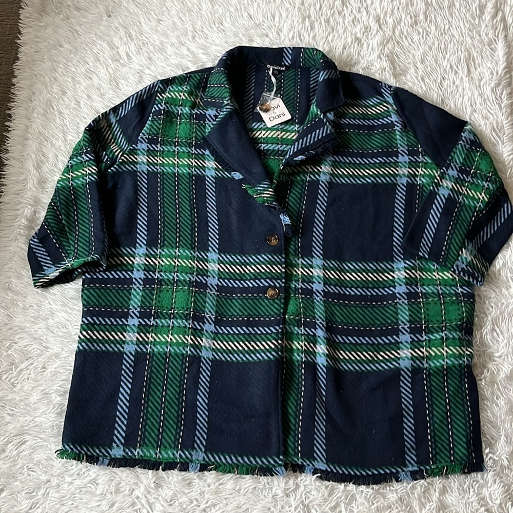 Davi & Dani Women’s Heavyweight Navy multi button down sweater coat size 3XL
